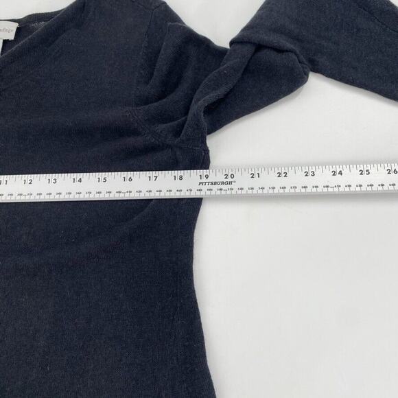 Soft Surroundings V-Neck Tunic Sweater Sz PM Black Blue Linen Silk Velvet Hem - Picture 6 of 6